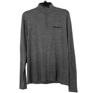 Toscano Gray Merino Wool Blend 1/4 Zip Lightweight Mock Neck Sweater Size XL